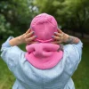 Bawełniana czapka beanie logo ekoskórka "Różowy"