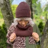 Bawełniana czapka beanie logo ekoskórka "Brąz"
