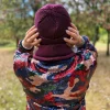 Bawełniana czapka beanie logo ekoskórka "Bordo"