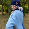 Czapka beanie logo ekoskórka "Granat"