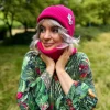 Czapka beanie z bawełny logo kolorowe "Malina"