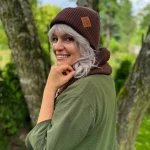 Bawełniana czapka beanie logo ekoskórka "Brąz"