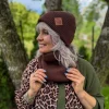 Bawełniana czapka beanie logo ekoskórka "Brąz"
