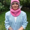 Bawełniana czapka beanie logo ekoskórka "Różowy"