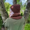 Bawełniana czapka beanie logo ekoskórka "Brąz"