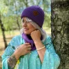 Bawełniana czapka beanie logo ekoskórka "Fiolet"