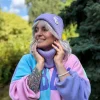 Czapka beanie z bawełny logo kolorowe "Jasny fiolet"