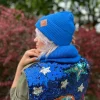 Bawełniana czapka beanie logo ekoskórka "Niebieski"