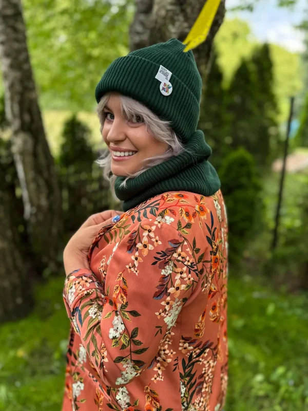 Czapka beanie z bawełny logo kolorowe "Zielony"