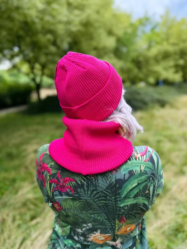 Bawełniana czapka beanie logo ekoskórka "Malina"