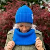 Czapka beanie z bawełny logo kolorowe "Niebieski"