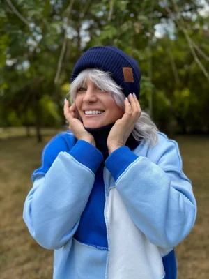 Czapka beanie logo ekoskórka "Granat"