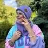 Bawełniana czapka beanie logo ekoskórka "Jasny fiolet"