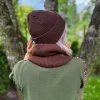 Bawełniana czapka beanie logo ekoskórka "Brąz"