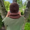 Bawełniana czapka beanie logo ekoskórka "Brąz"