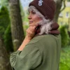 Czapka beanie z bawełny logo kolorowe "Brąz"