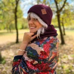 Bawełniana czapka beanie logo ekoskórka "Bordo"