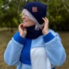 Czapka beanie logo ekoskórka "Granat"