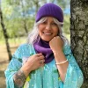 Bawełniana czapka beanie logo ekoskórka "Fiolet"