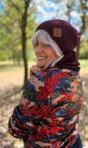 czapka slouchy bordo bawełna