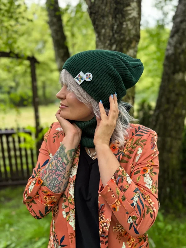 Luźna czapka z bawełny logo kolorowe "Zielony"
