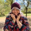 Bawełniana czapka beanie logo ekoskórka "Bordo"