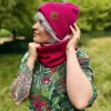 Bawełniana czapka beanie logo ekoskórka "Malina"