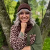 Bawełniana czapka beanie logo ekoskórka "Brąz"