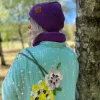 Bawełniana czapka beanie logo ekoskórka "Fiolet"