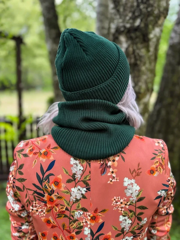 Bawełniana czapka beanie logo ekoskórka "Zielony"