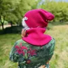 Luźna czapka z bawełny logo kolorowe "Malina"