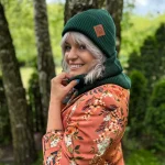 Bawełniana czapka beanie logo ekoskórka "Zielony"