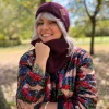 Bawełniana czapka beanie logo ekoskórka "Bordo"
