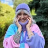 Czapka beanie z bawełny logo kolorowe "Jasny fiolet"