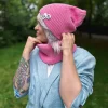 Luźna czapka z bawełny logo kolorowe "Różowy"