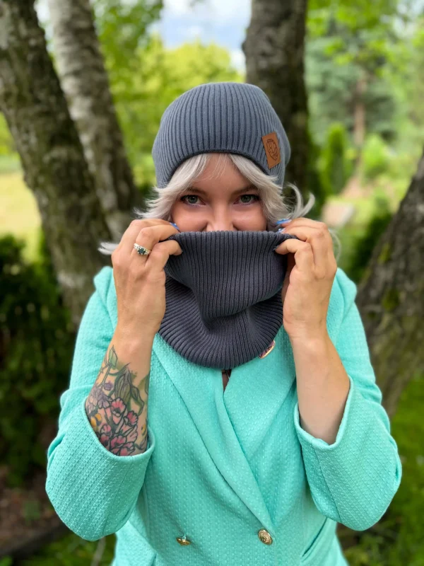 Bawełniana bandana zimowa "Ciemny szary"