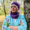 Bawełniana czapka jesienna logo ekoskórka "Fiolet"