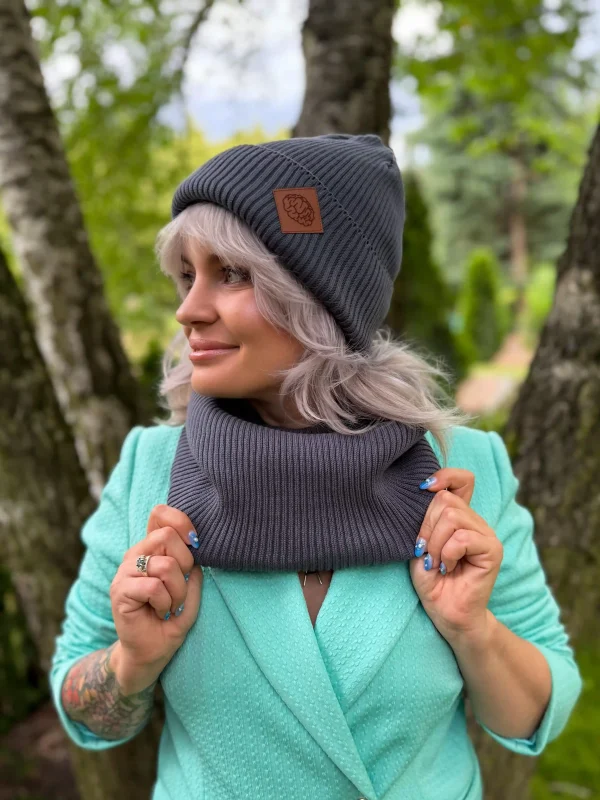 Bawełniana bandana zimowa "Ciemny szary"