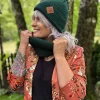 Bawełniana czapka beanie logo ekoskórka "Zielony"