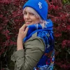 Czapka beanie z bawełny logo kolorowe "Niebieski"