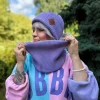 Bawełniana czapka beanie logo ekoskórka "Jasny fiolet"