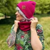 Bawełniana czapka beanie logo ekoskórka "Malina"