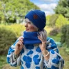Czapka beanie logo ekoskórka "Niebieski Kobalt"