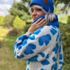 Czapka beanie logo ekoskórka "Niebieski Kobalt"