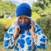 Czapka beanie logo ekoskórka "Niebieski Kobalt"