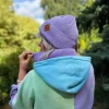 Bawełniana czapka beanie logo ekoskórka "Jasny fiolet"