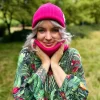 Czapka beanie z bawełny logo kolorowe "Malina"