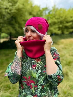 Bawełniana czapka jesienna logo ekoskórka "Malina"