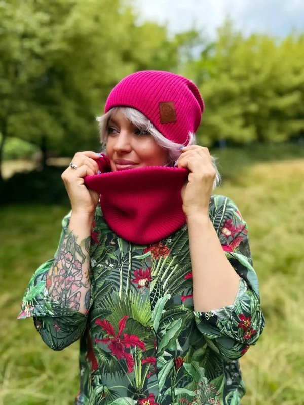 Bawełniana czapka jesienna logo ekoskórka "Malina"