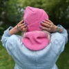 Bawełniana czapka beanie logo ekoskórka "Różowy"